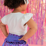 Ruffle Skort in Purple Lamè