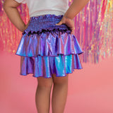 Ruffle Skort in Purple Lamè