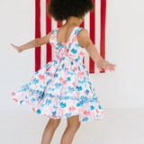 Lara Poplin Dress in Patriotic Bows