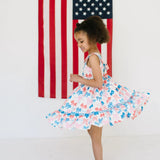 Lara Poplin Dress in Patriotic Bows
