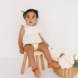 Amelia Romper in Pastel Stripe