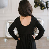 Long Sleeve Leggy Romper in Midnight
