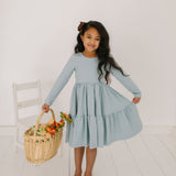 Gwendolyn Ruffle Dress in Dusty Blue