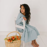 Gwendolyn Ruffle Dress in Dusty Blue