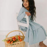 Gwendolyn Ruffle Dress in Dusty Blue