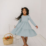 Gwendolyn Ruffle Dress in Dusty Blue