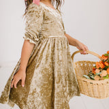Pippa Dress in Gold Crushed Velvet