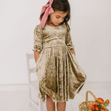 Pippa Dress in Gold Crushed Velvet