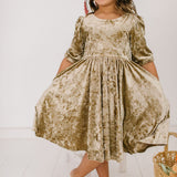 Pippa Dress in Gold Crushed Velvet