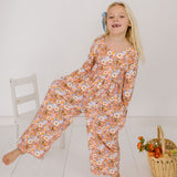 Long Sleeve Leggy Romper in Pumpkin Bouquet