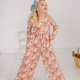 Long Sleeve Leggy Romper in Pumpkin Bouquet