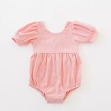 Puff Romper in Peony