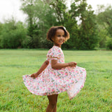 Puff Dress in Peach Bouquet