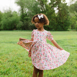 Puff Dress in Peach Bouquet