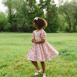 Puff Dress in Peach Bouquet