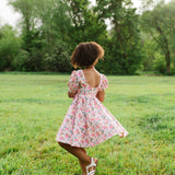 Puff Dress in Peach Bouquet