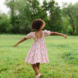 Puff Dress in Peach Bouquet