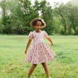 Puff Dress in Peach Bouquet