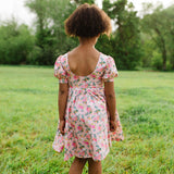 Puff Dress in Peach Bouquet