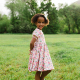 Puff Dress in Peach Bouquet