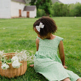 Ruffle Pant Romper in Green Daisy