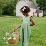 Ruffle Pant Romper in Green Daisy