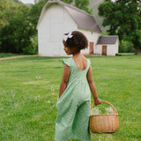 Ruffle Pant Romper in Green Daisy