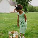 Ruffle Pant Romper in Green Daisy