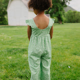 Ruffle Pant Romper in Green Daisy