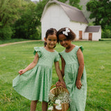 Ruffle Pant Romper in Green Daisy