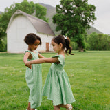 Ruffle Pant Romper in Green Daisy