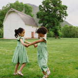 Ruffle Pant Romper in Green Daisy