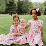 Puff Dress in Peach Bouquet