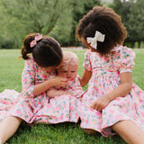 Puff Dress in Peach Bouquet