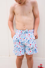 Load image into Gallery viewer, Boy Swim Shorts in Sweet Freedom
