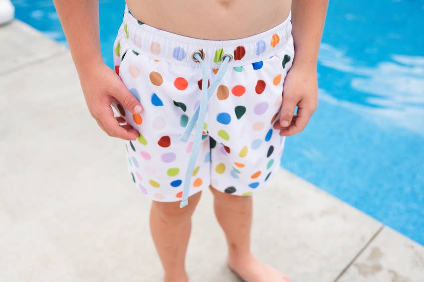 Boy Swim Shorts in Bold Dots